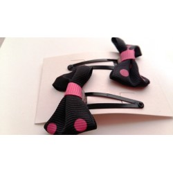 Clip lunares negro/fucsia